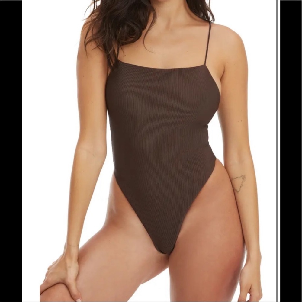 NWOT GOOD AMERICANSWIM ONE PIECE BATHING SUIT BROWN MEDIUM SIZE 2